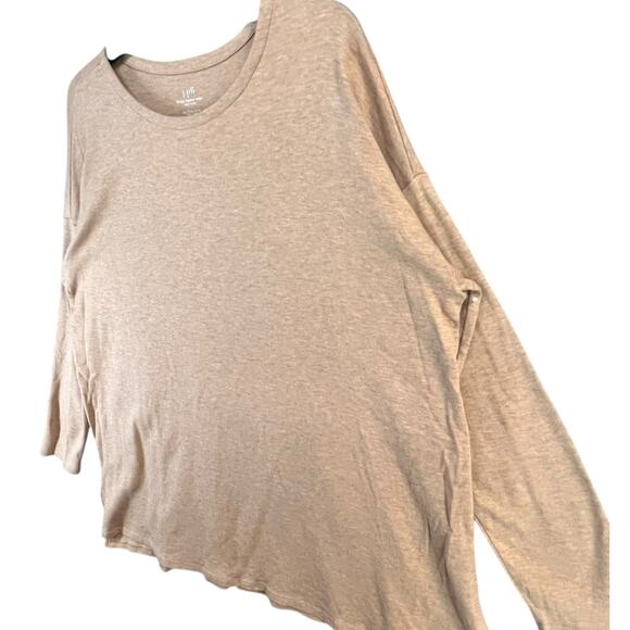 J Jill Simply Supima Tunic Top Womens 1X Tan Crew Neck Drop Shoulders Relaxed - Picture 2 of 14